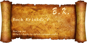 Beck Kristóf névjegykártya