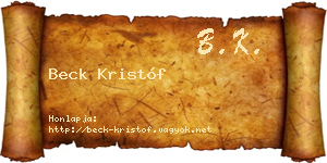 Beck Kristóf névjegykártya